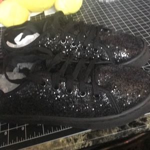 Black Sparkle Canvas Tennis Shoes - M Size 7